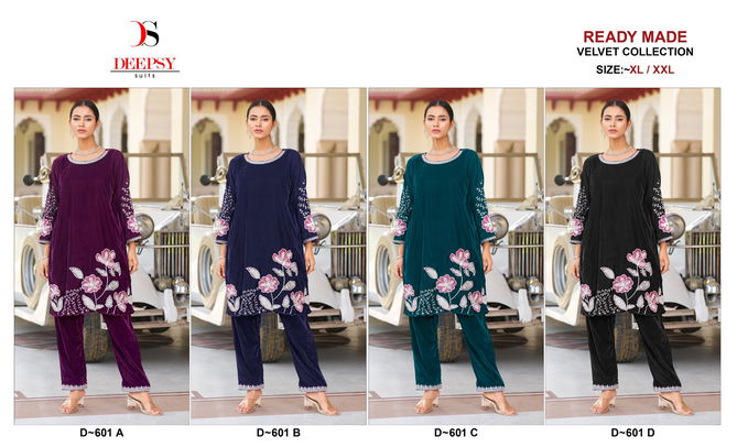 D 601 A To D By Deepsy Winter Wear Velvet Pakistani Top With Bottom Wholesale Price In Surat